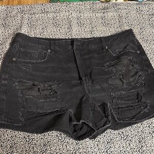 American Eagle Outfitters Black Ripped Jean Shorts